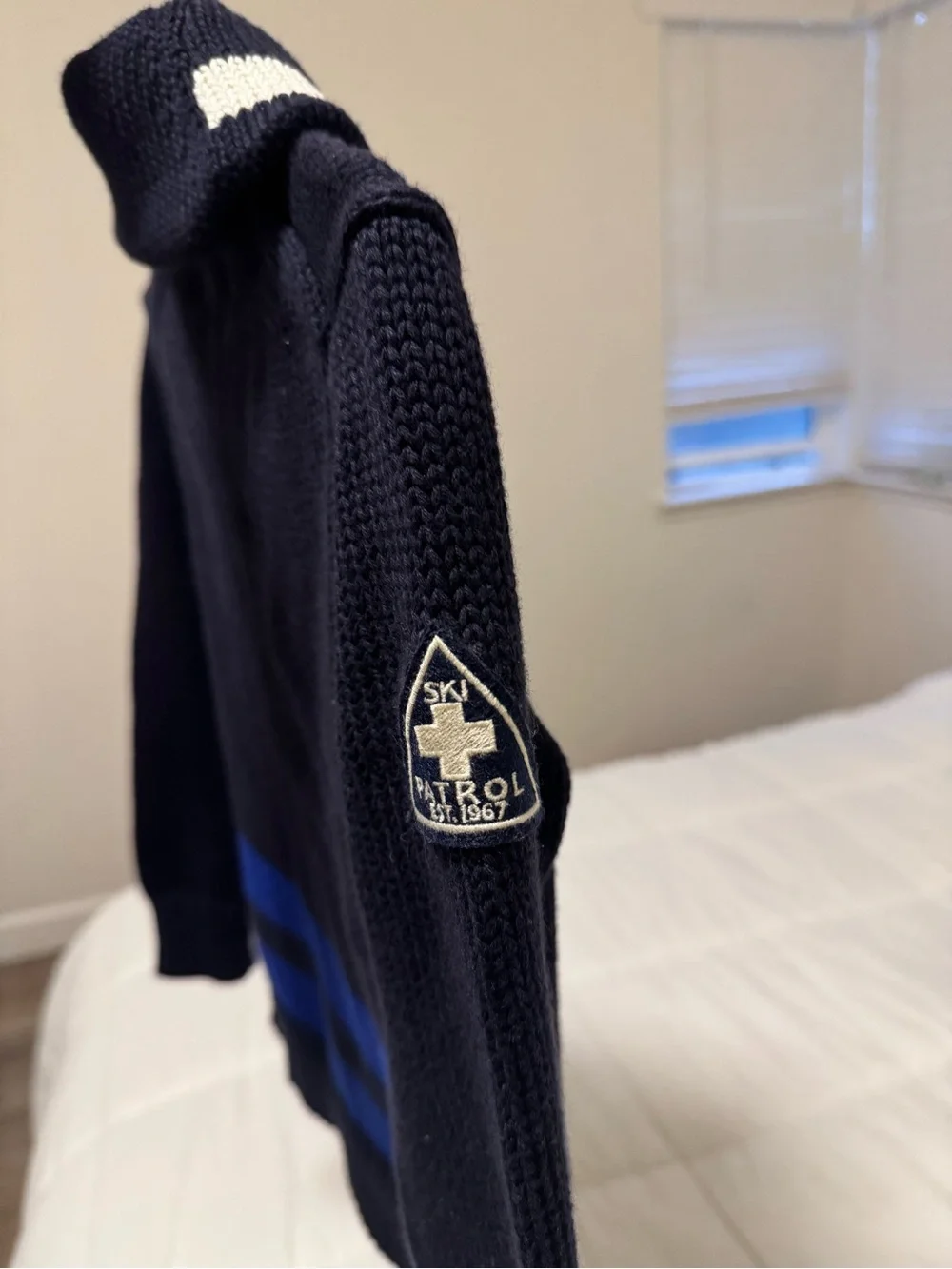 Ralph Lauren Navy Sweater with Royal Blue Stripes